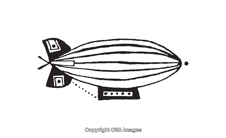 Black and White Line Art Illustration of a Graf Zeppelin Airship
