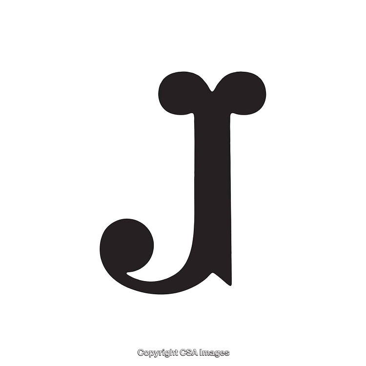 Black Ornate Stylized Letter J on White Background