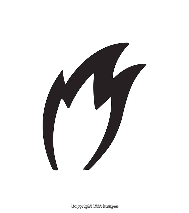 Minimalist Black and White Flame Shape Icon Design