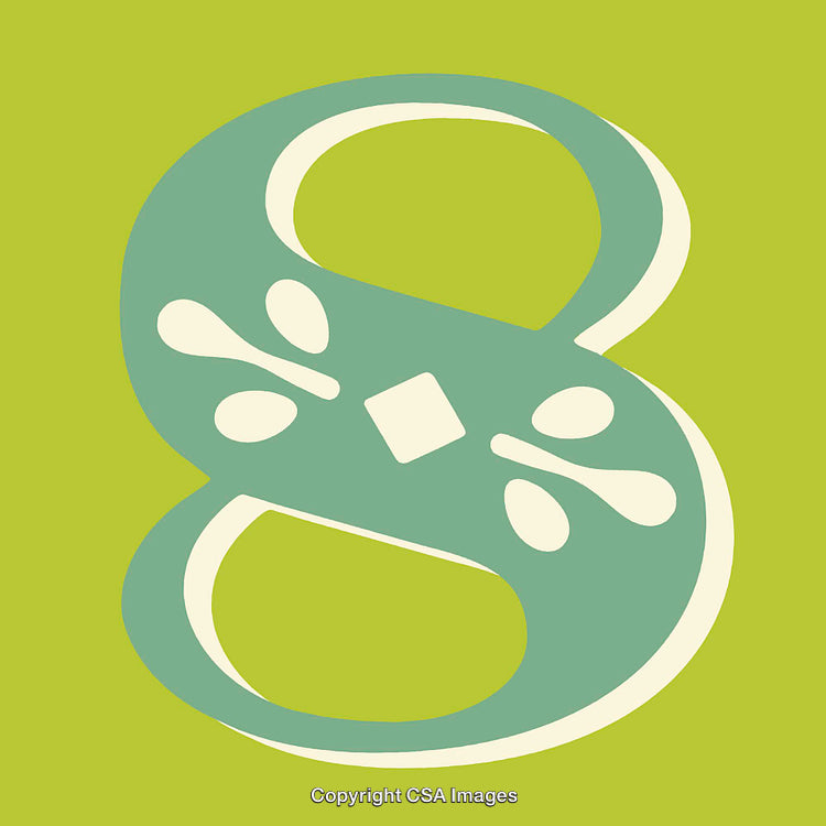 Stylized Number Eight Artwork on Bold Green Background
