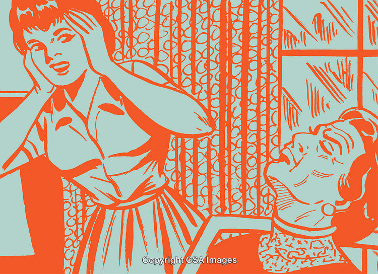 Retro Illustration Depicting Emotions of Shock and Concern in Vibrant Colors