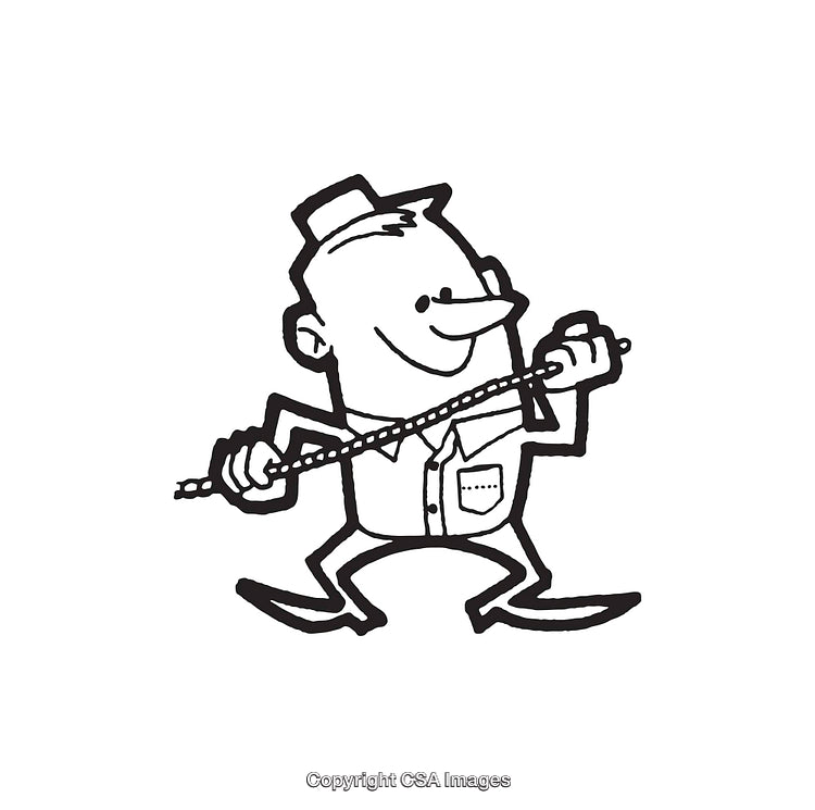 Retro Black and White Illustration of a Cheerful Cartoon Character