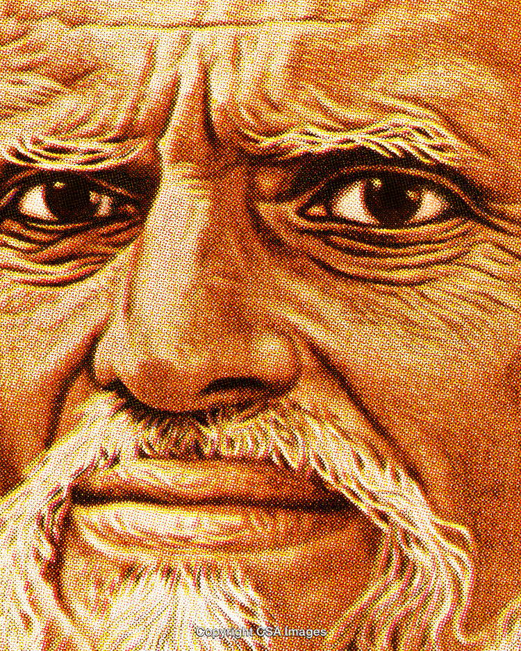 Detailed Close-Up Portrait of an Elderly Man With Strong Gaze and Beard