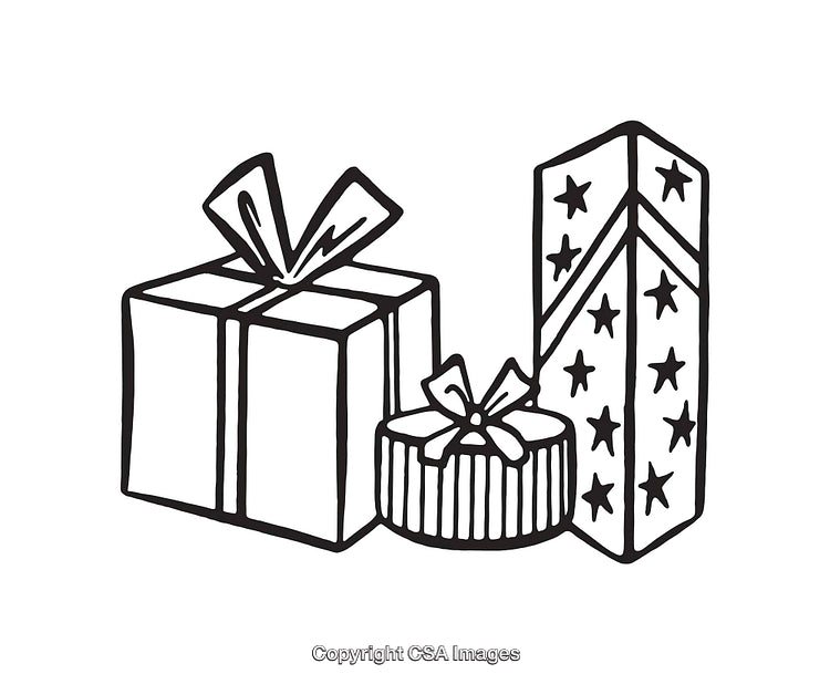 Black and White Line Art of Gift Boxes in Simple Design