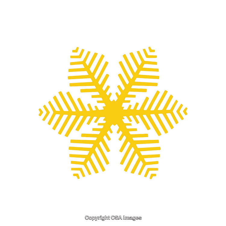 Yellow Geometric Star Shape with Symmetrical Branch Patterns on White