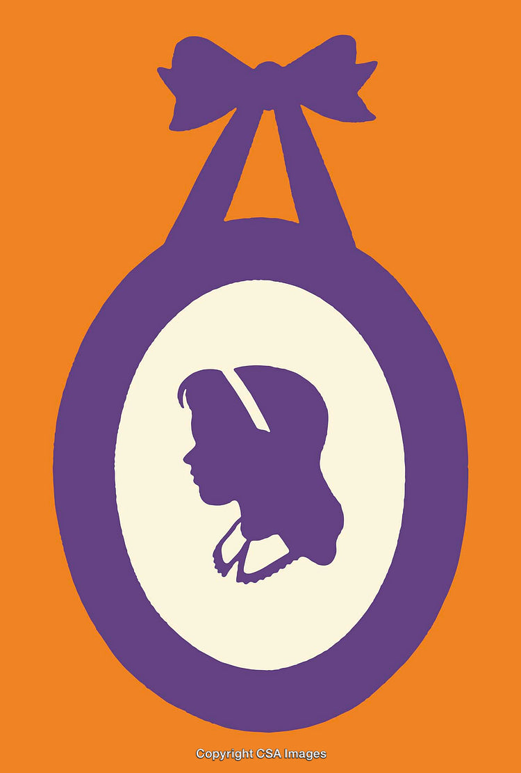 Colorful Portrait Silhouette Art of a Woman in Profile with Vintage Frame