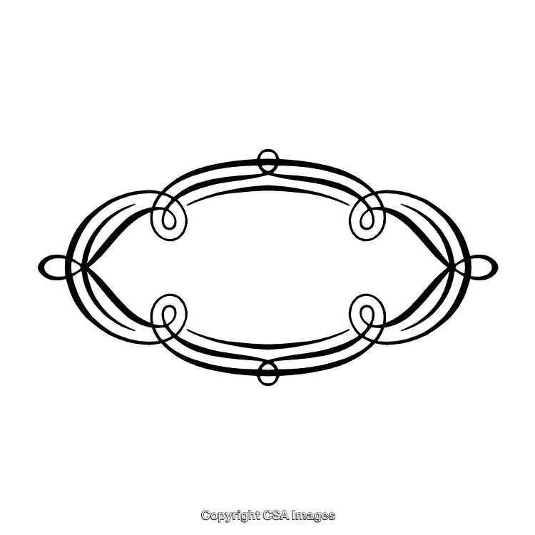 Elegant Black and White Curved Ornamental Border Design