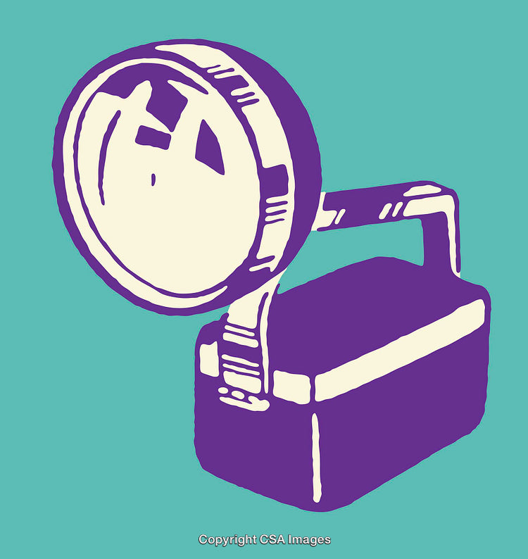 Vintage Lantern Illustration in Bold Purple and Teal Tones
