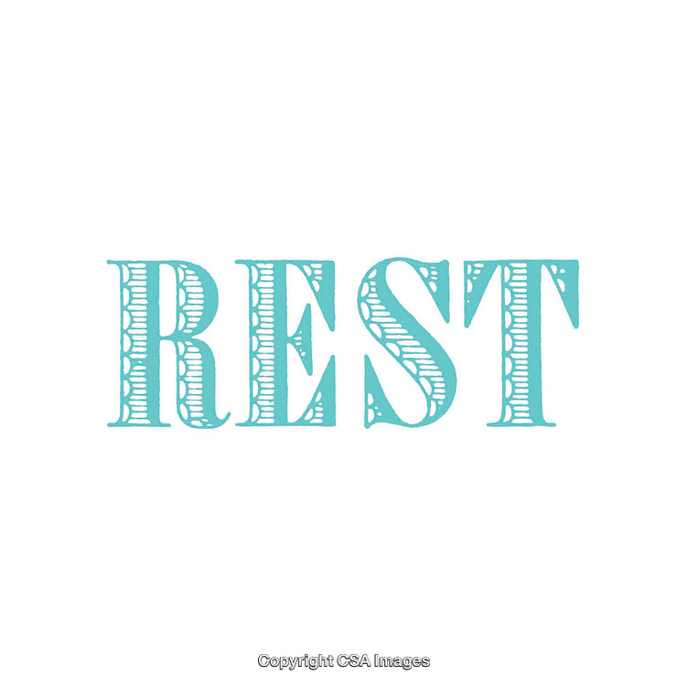 Word Art Emphasizing Rest in Elegant Blue Typography Design