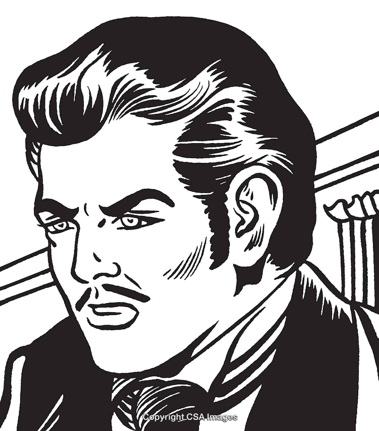 Vintage Black and White Illustration of a Handsome Man with Retro Style