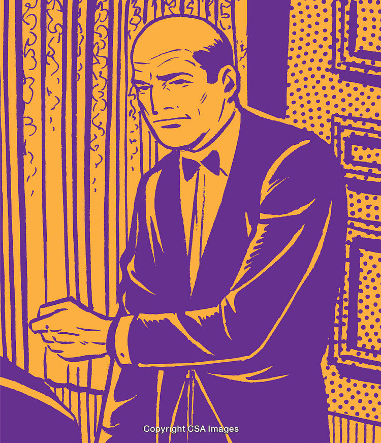 Stylized Retro Art of a Man in a Sophisticated Setting