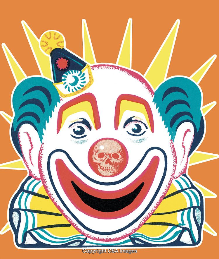 Colorful Clown Illustration with Bright Details and Playful Design