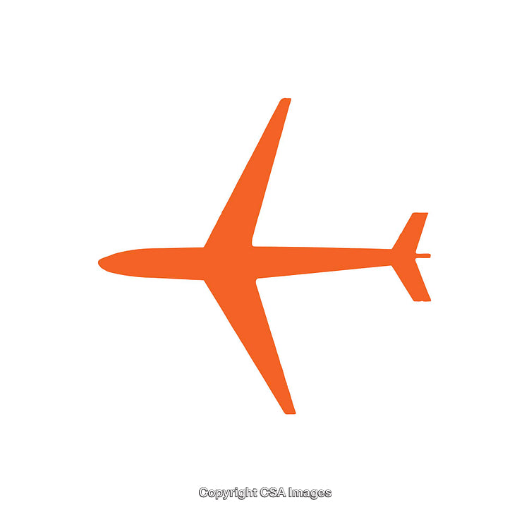 Minimalistic Orange Airplane Icon on White Background