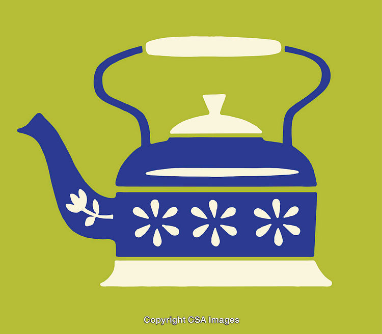 Stylized Line Art Illustration of a Decorative Teapot with Floral Patterning