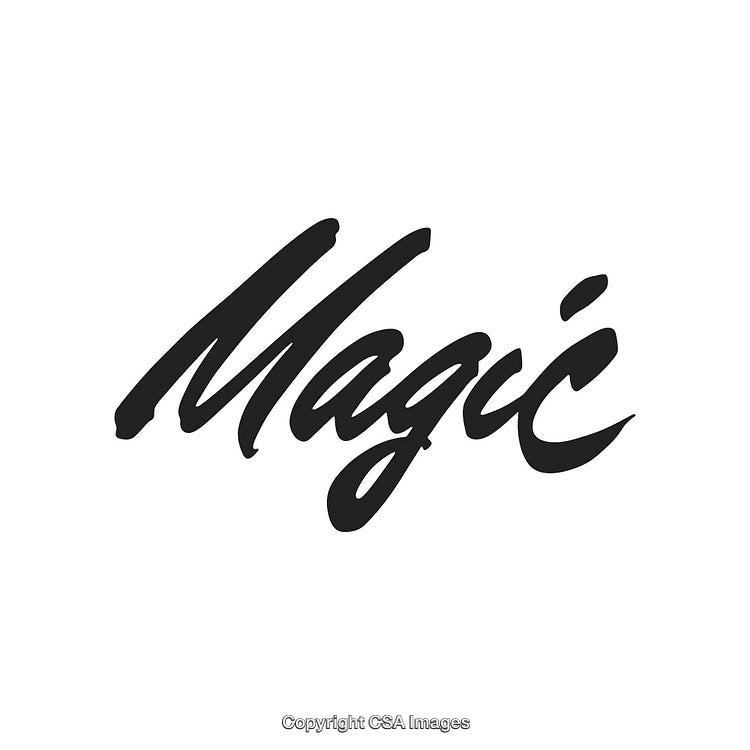 Elegant Handwritten Magic Text in Black on a White Background