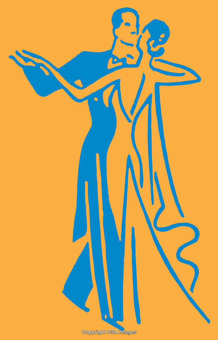 Elegant Dance Illustration Depicting a Couple in Formal Attire