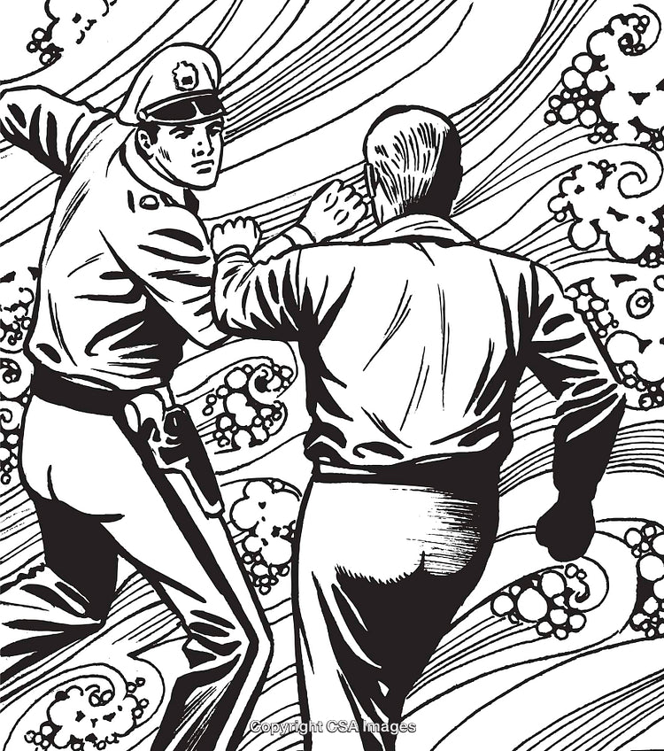 Artistic Black and White Illustration of Two Men in a Confrontation