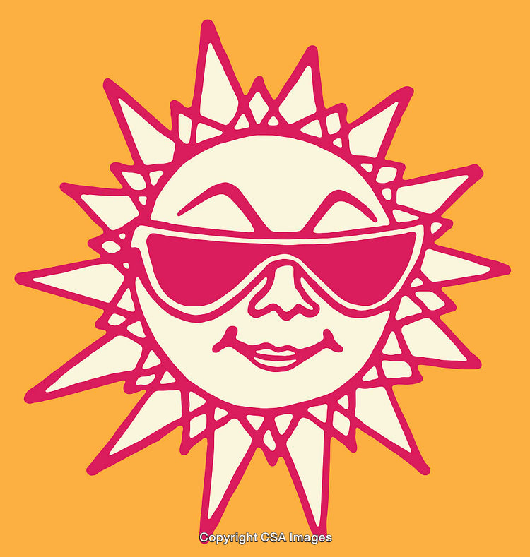 Bright Sun Illustration with Shades in Pink and Yellow Art Style