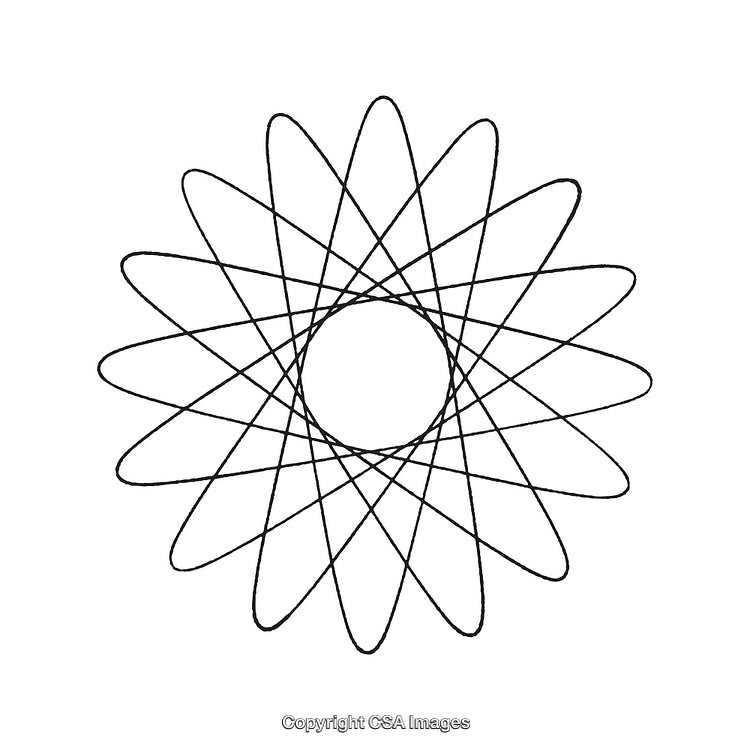 Black and White Circular Spiral Shape with Geometric Symmetry