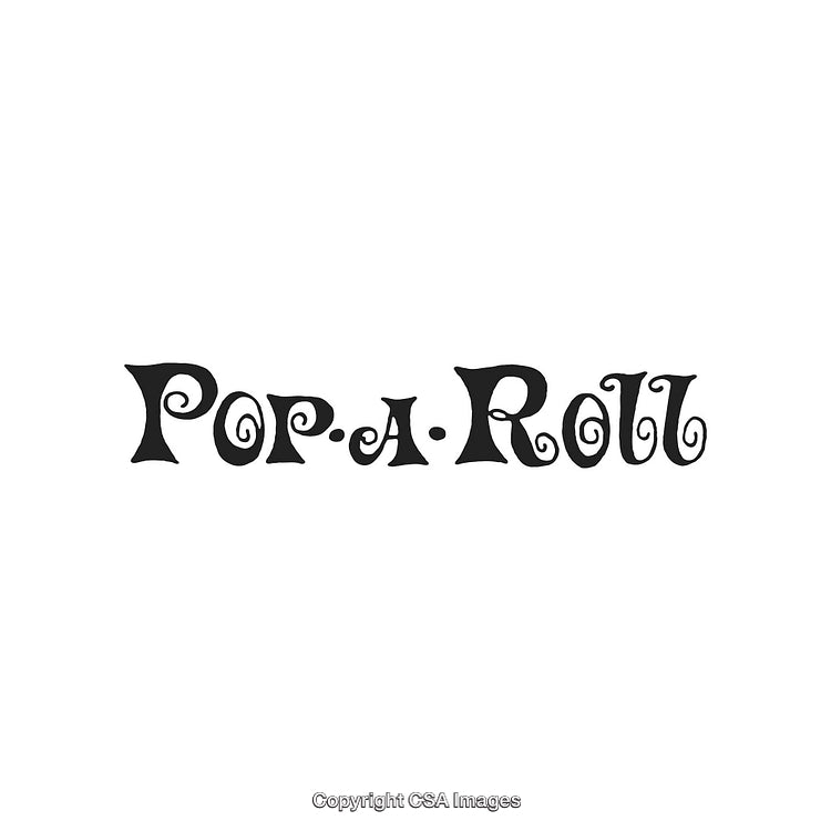 Playful Decorative Font Text Reading Pop-a-Roll in Whimsical Swirl Style