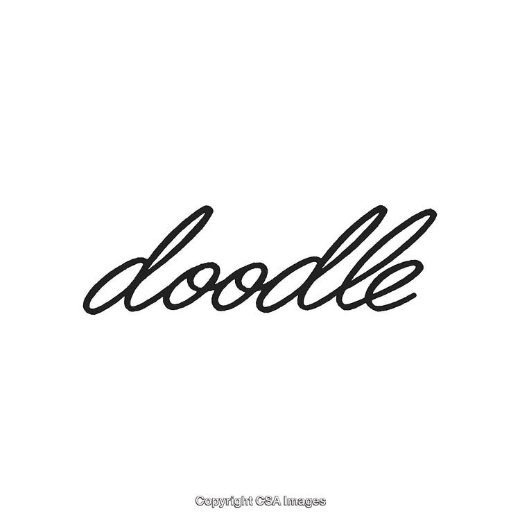 Handwritten Doodle Word in Artistic Black Script on White Background
