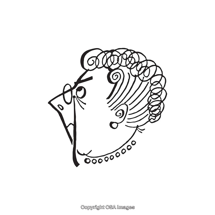 Stylized Black and White Line Art Illustration of a Human Profile