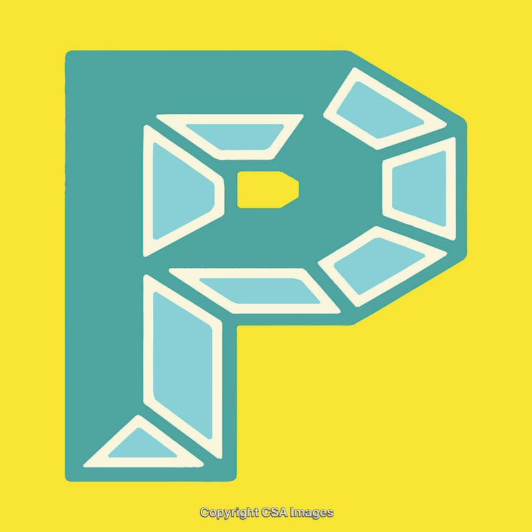 Geometric Letter P Design on Yellow Background