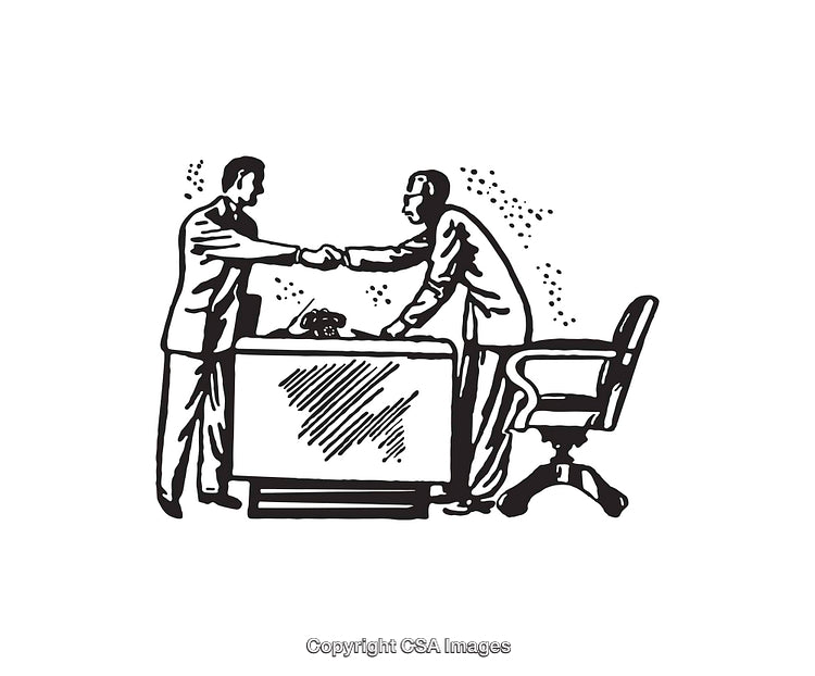 Black and White Illustration of a Business Handshake