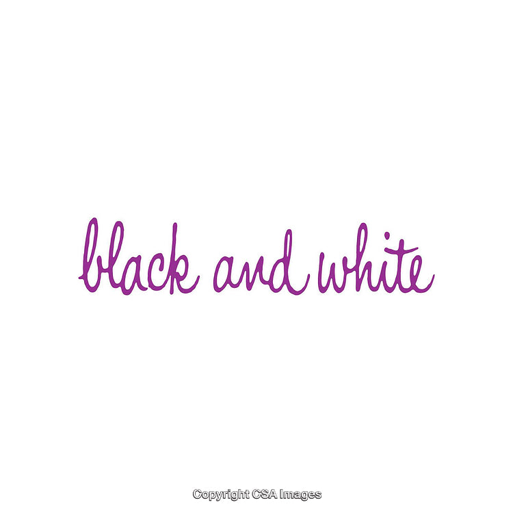 Purple Text Depicting Black and White Words on a White Background