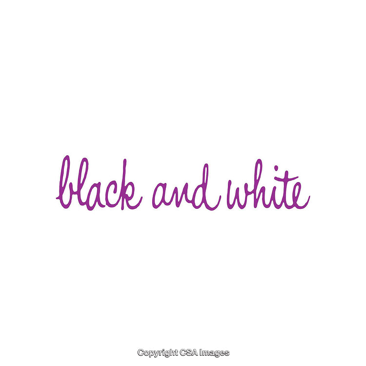 Purple Text Depicting Black and White Words on a White Background
