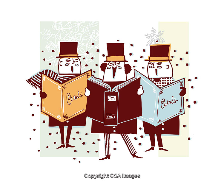 Festive Caroling Snowmen Singing Seasonal Tunes in a Joyful Winter Scene