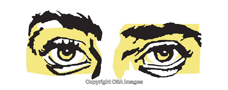 Bold Graphic Illustration of Expressive Eyes with Yellow Highlights