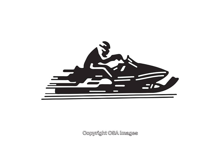 Silhouette Illustration of a Snowmobile Rider in Minimalist Style
