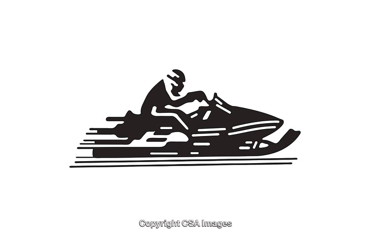 Silhouette Illustration of a Snowmobile Rider in Minimalist Style