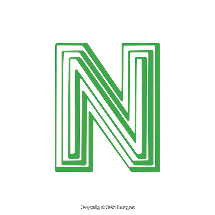 Bold Geometric Green Letter N Design on a White Background