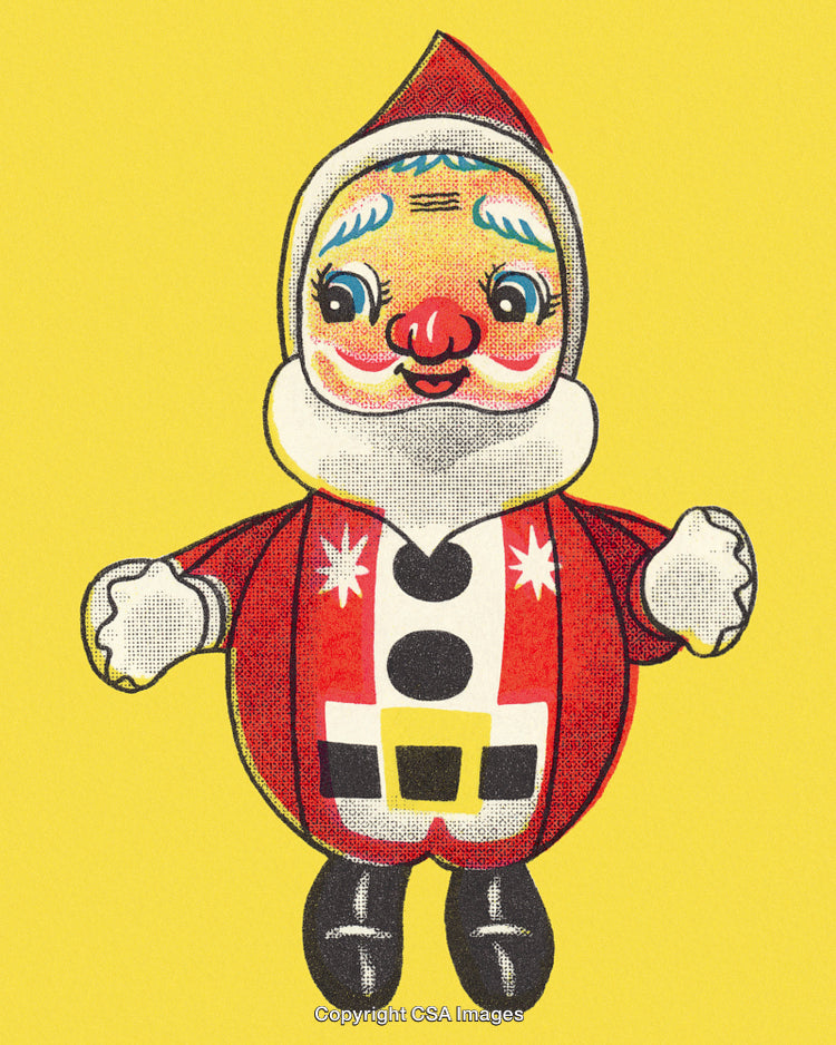 Retro Santa Claus Illustration on Bright Yellow Background