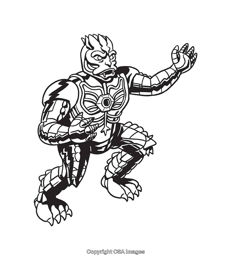 Black and White Line Art of A Futuristic Robotic Creature