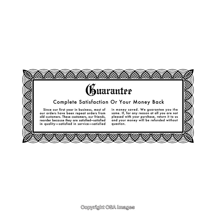 Black and White Certificate Layout With Guarantee Text Design