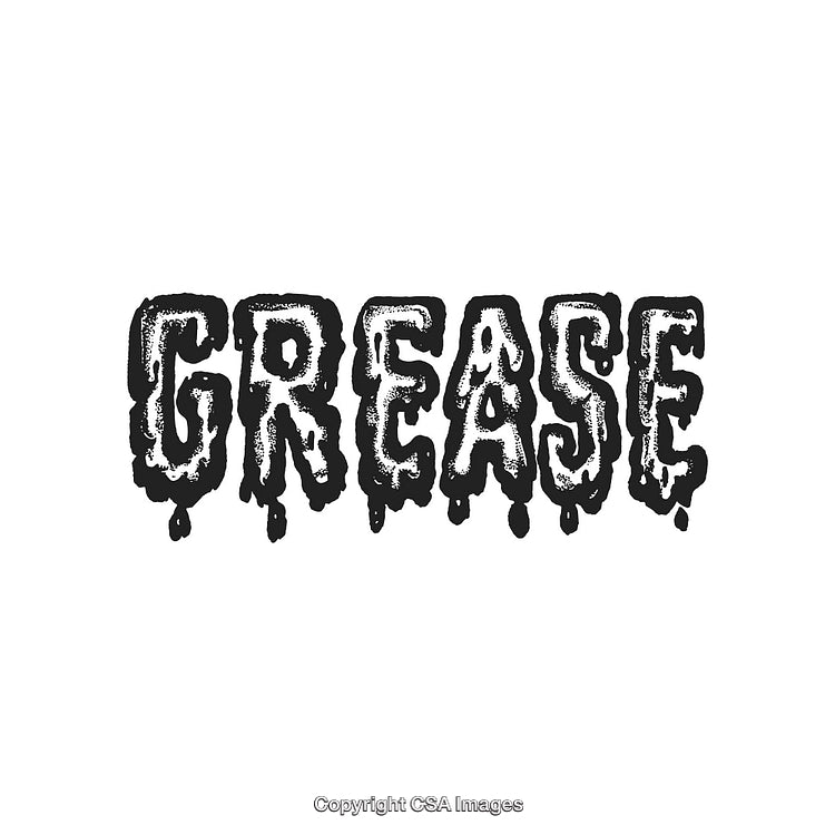 Stylized Grease Text With Dripping Ink Effect in Monochrome Design
