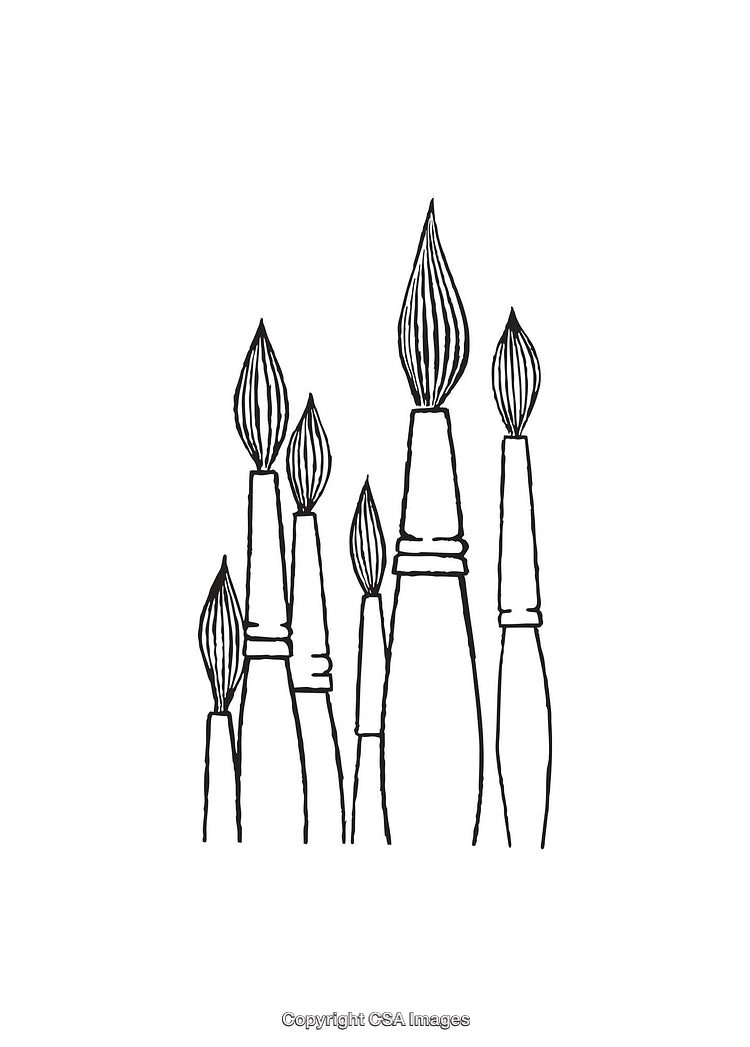Black And White Line Art of Paintbrush Illustrations in Creative Style