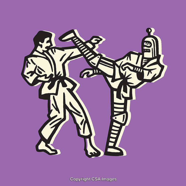 Creative Martial Arts Duel Between Human Fighter and Robot Opponent