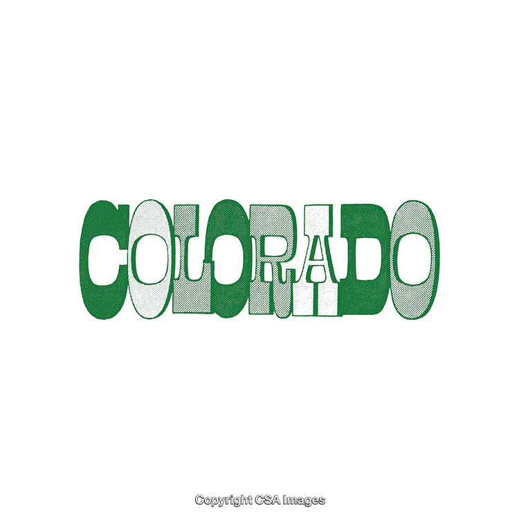 Colorado Text Art in Green Monochrome on White Background