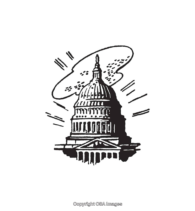 Intricate Line Art Illustration of a Majestic Government Building