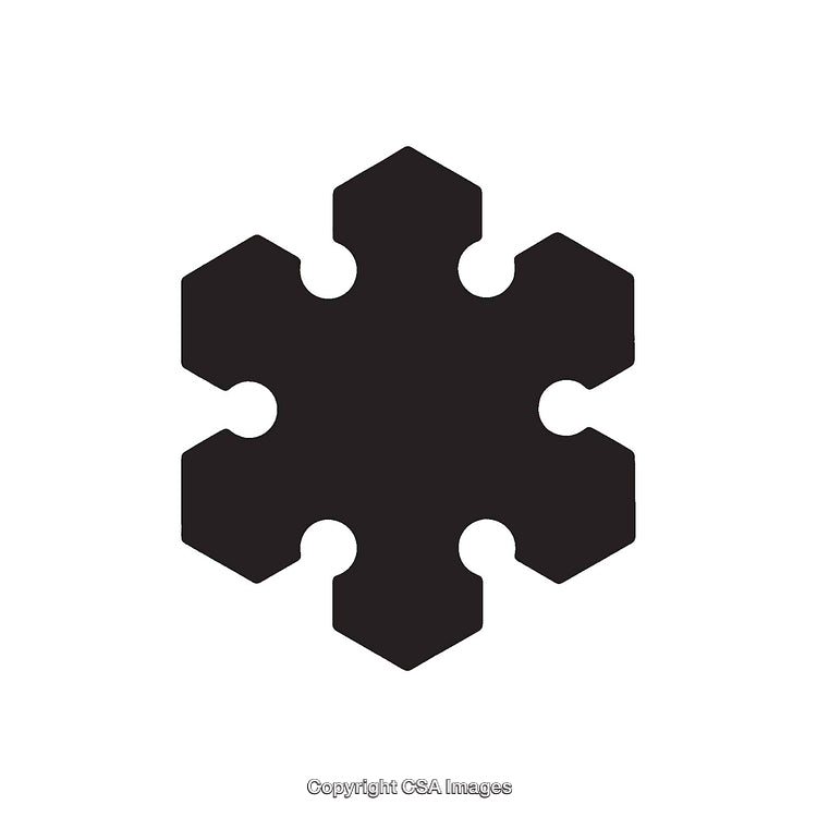 Black Hexagonal Snowflake Shape with Symmetrical Design