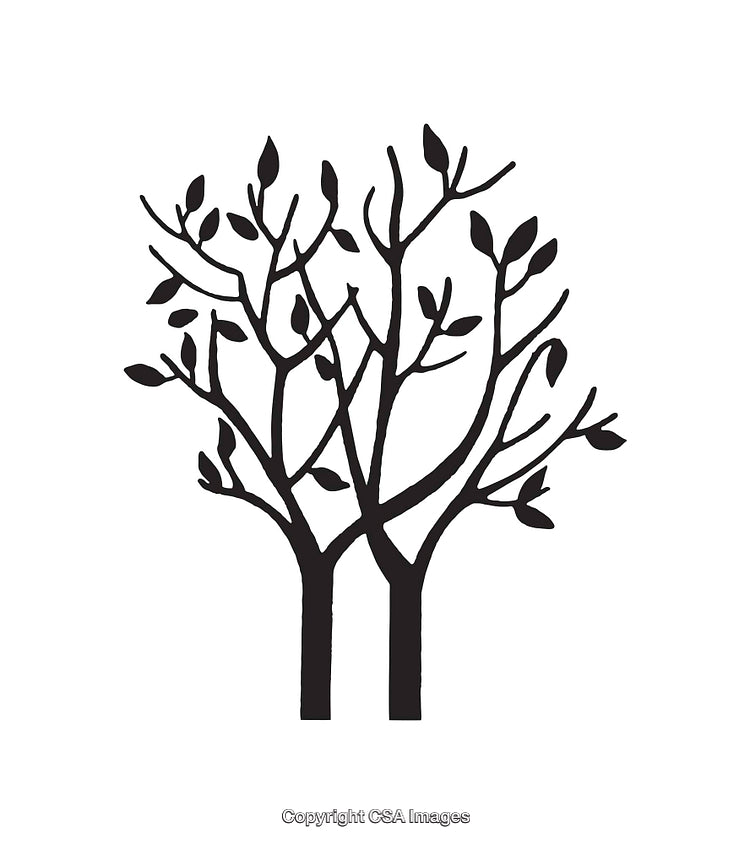 Black and White Minimalist Tree Line Art with Branches
