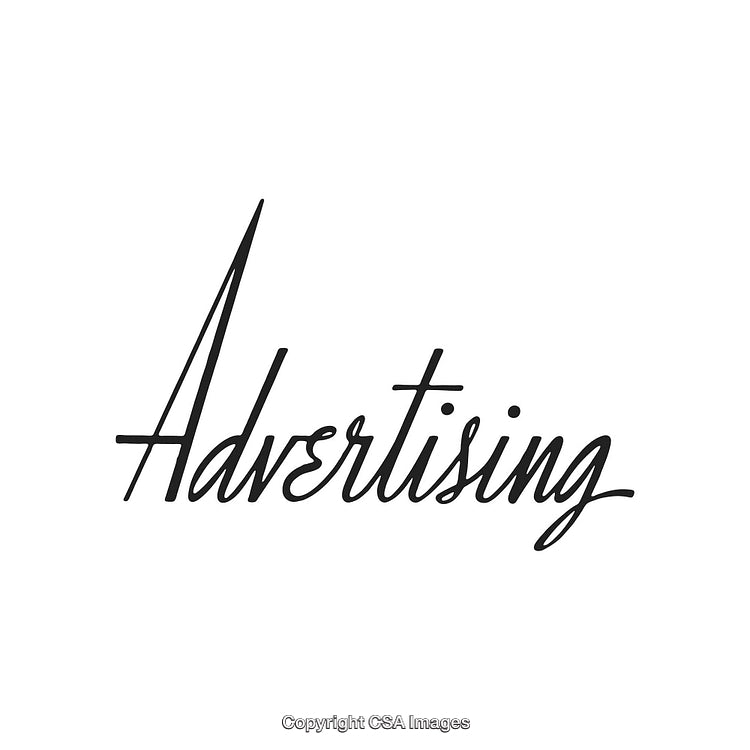 Elegant Script Typography Featuring the Word Advertising in Black on White
