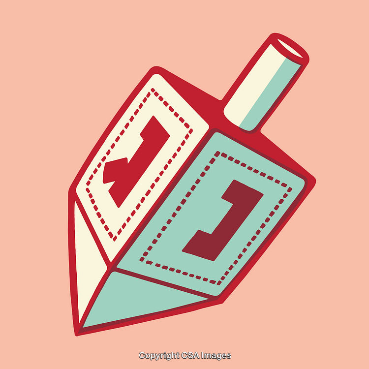 Colorful Dreidel Line Art Illustration in Pastel and Bold Tones