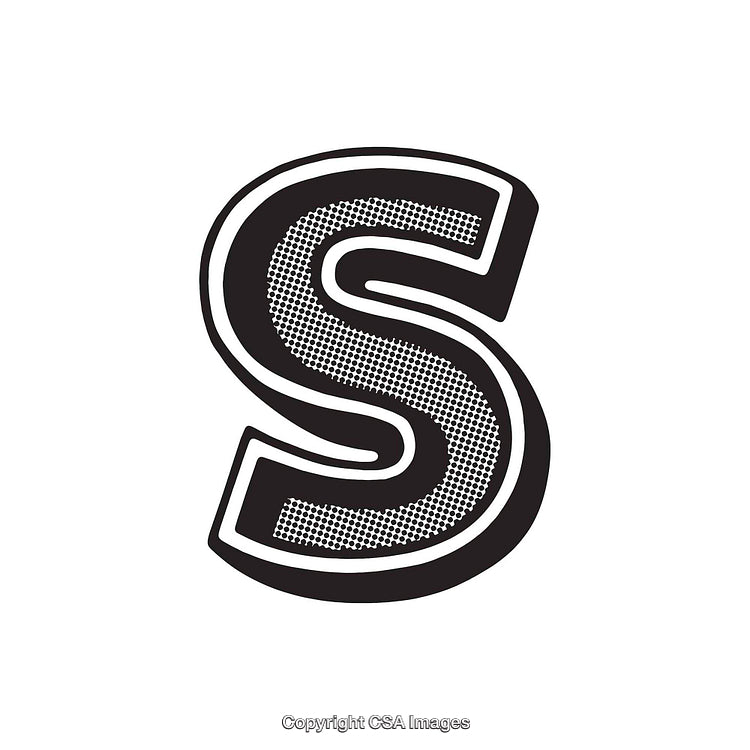 Stylish Black And White Letter S With Halftone Design Details