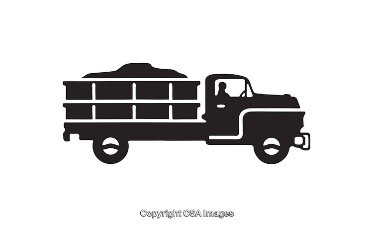 Silhouette Illustration of a Vintage Truck Carrying a Load in Classic Design
