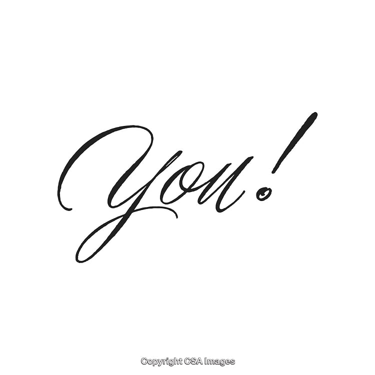 Elegant Handwritten Calligraphy Artwork Featuring the Word 'You!' in Black Ink